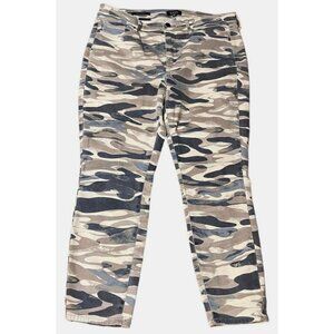 NYDJ Women's Ami Skinny Size 10 Grey Blue Camouflage Cotton Pants Waist 32 in